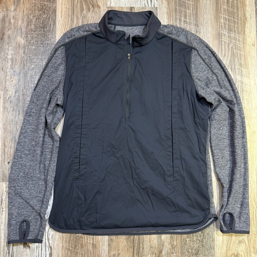 READ NO SIZE Lululemon Metal Vent Tech Half Zip Mens L Grey Black Activewear Run